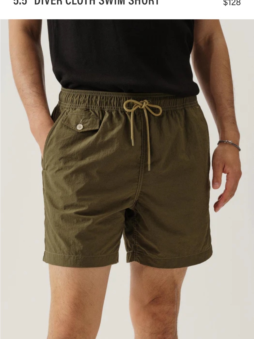 Buck Mason Olive 5.5" Diver Cloth Swim Short - XS (28-29)